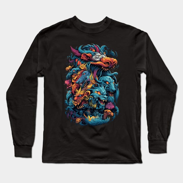 Zoomorphic Beasts - Dragons Festival Long Sleeve T-Shirt by Peter Awax